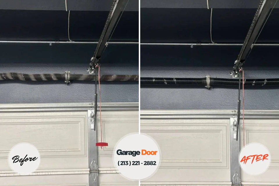 Before and after: garage door spring repair Waynesville, OH